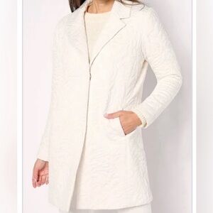 NWT Susan Graver Quilted Knit Notch Collar Fully Lined Jacket Vintage Ivory 3X